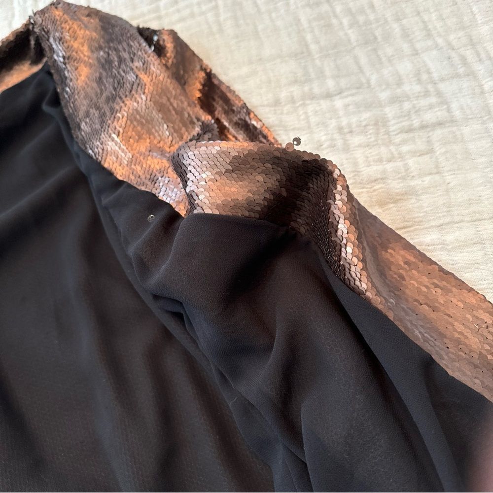 ZARA Metallic two tone Sequin Blazer Jacket Bronze Silver Size S W&B Collection - Picture 8 of 12